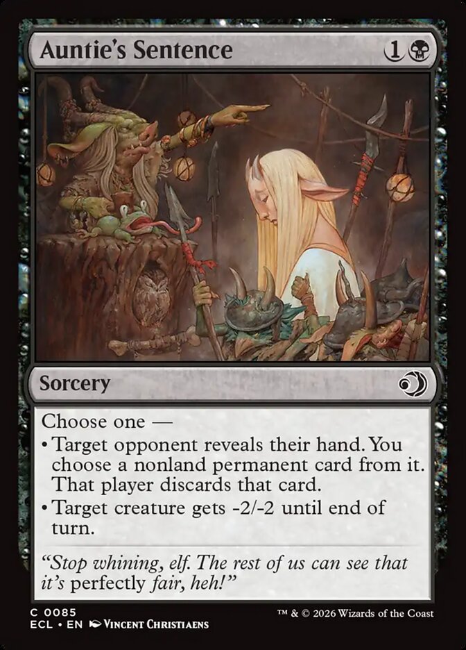 Auntie's Sentence – Common Magic: The Gathering card from Lorwyn Eclipsed (#85)
