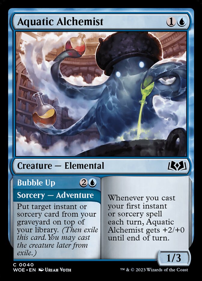 Aquatic Alchemist // Bubble Up – Common Magic: The Gathering card from Wilds of Eldraine (#40)