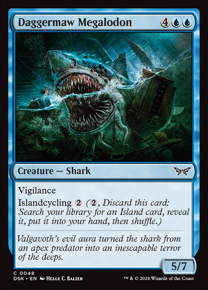 Daggermaw Megalodon – Common Magic: The Gathering card from Duskmourn: House of Horror (#48)