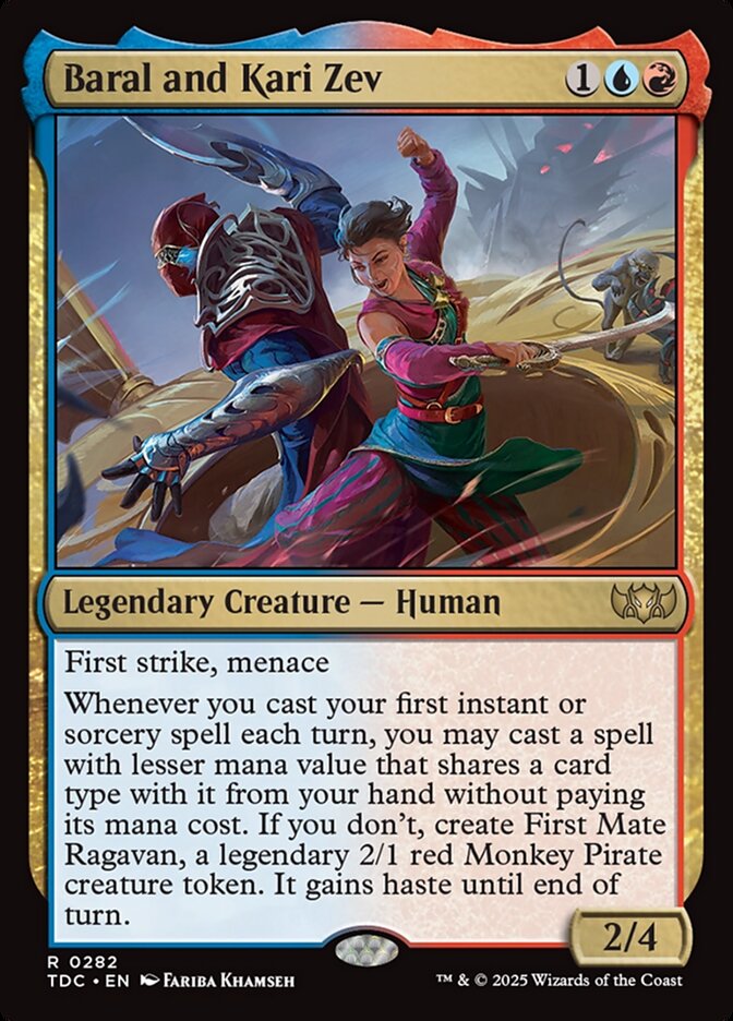 Baral and Kari Zev – Rare Magic: The Gathering card from Tarkir: Dragonstorm Commander (#282)
