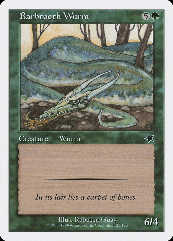 Barbtooth Wurm – Common Magic: The Gathering card from Starter 1999 (#125)