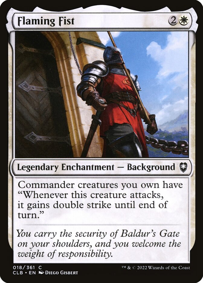 Flaming Fist – Common Magic: The Gathering card from Commander Legends: Battle for Baldur's Gate (#18)