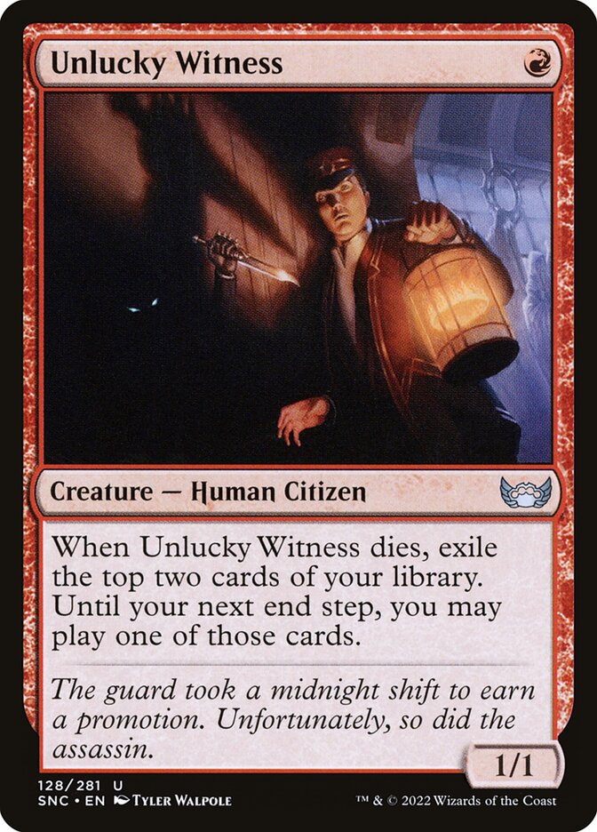 Unlucky Witness – Uncommon Magic: The Gathering card from Streets of New Capenna (#128)
