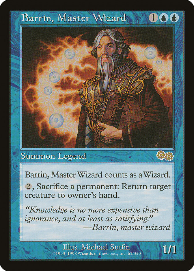 Barrin, Master Wizard – Rare Magic: The Gathering card from Urza's Saga (#63)