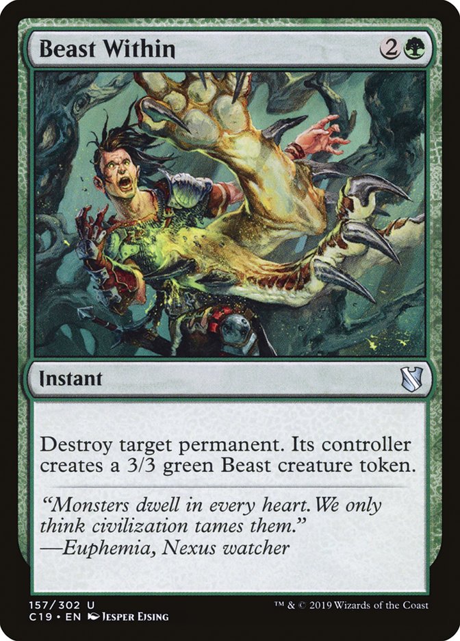 Beast Within – Uncommon Magic: The Gathering card from Commander 2019 (#157)