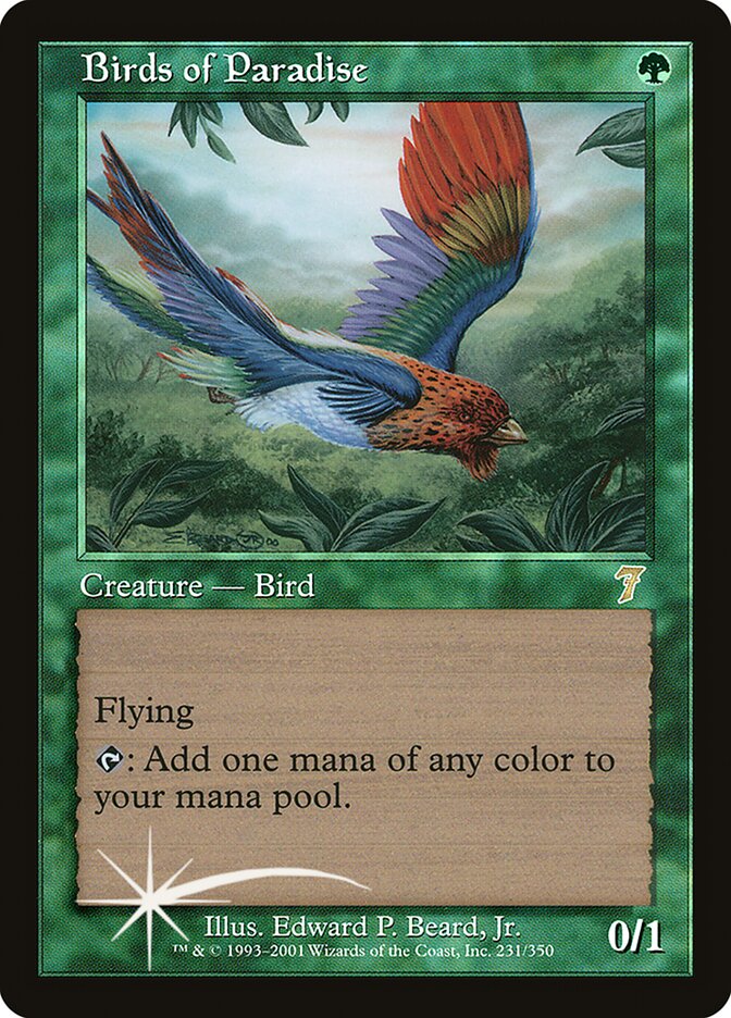Birds of Paradise – Rare Magic: The Gathering card from Seventh Edition (#231★)