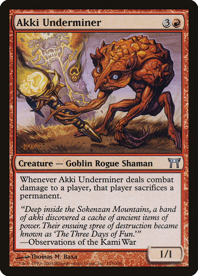 Akki Underminer – Uncommon Magic: The Gathering card from Champions of Kamigawa (#155)
