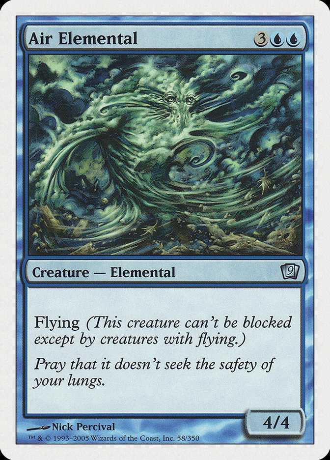 Air Elemental – Uncommon Magic: The Gathering card from Ninth Edition (#58)
