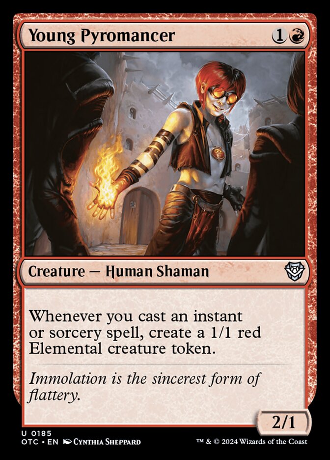 Young Pyromancer – Uncommon Magic: The Gathering card from Outlaws of Thunder Junction Commander (#185)