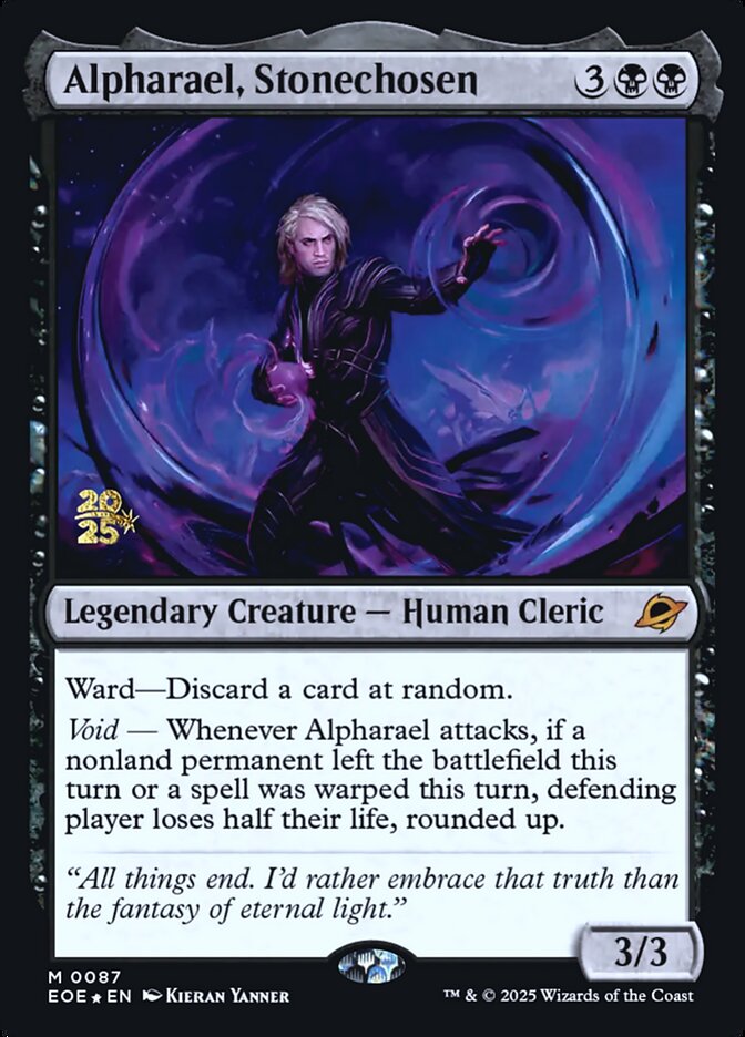 Alpharael, Stonechosen – Mythic Magic: The Gathering card from Edge of Eternities Promos (#87s)