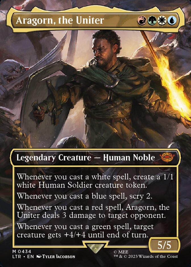 Aragorn, the Uniter – Mythic Magic: The Gathering card from The Lord of the Rings: Tales of Middle-earth (#434)