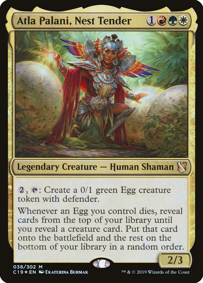 Atla Palani, Nest Tender – Mythic Magic: The Gathering card from Commander 2019 (#38)