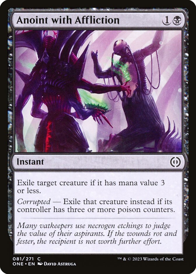 Anoint with Affliction – Common Magic: The Gathering card from Phyrexia: All Will Be One (#81)