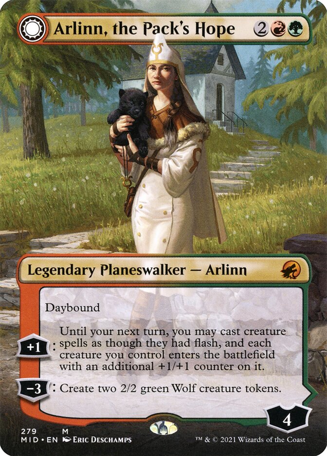 Arlinn, the Pack's Hope // Arlinn, the Moon's Fury – Mythic Magic: The Gathering card from Innistrad: Midnight Hunt (#279)