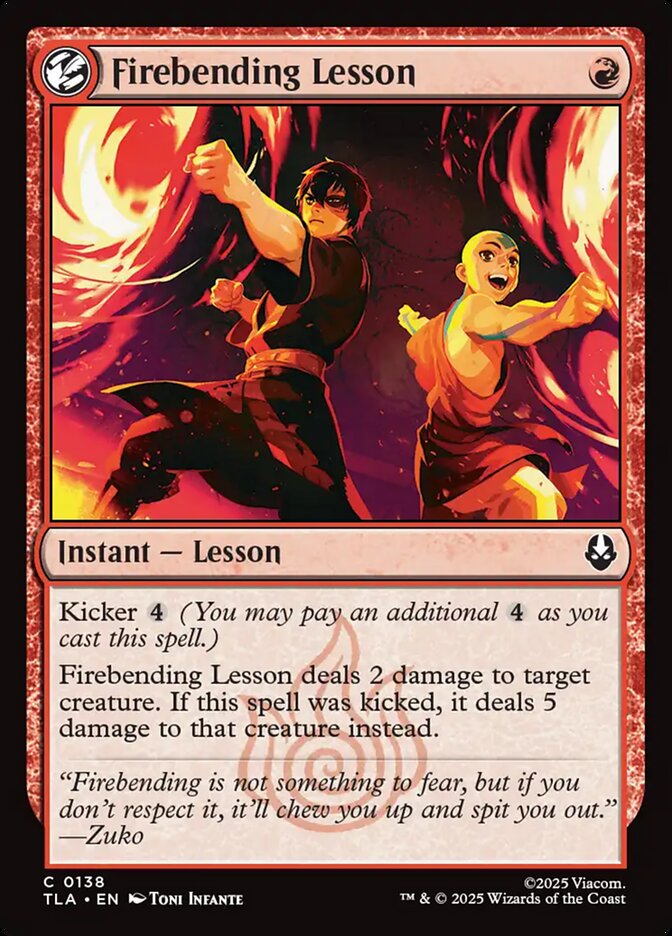 Firebending Lesson – Common Magic: The Gathering card from Avatar: The Last Airbender (#138)