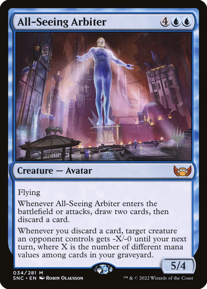 All-Seeing Arbiter – Mythic Magic: The Gathering card from Streets of New Capenna Promos (#34p)