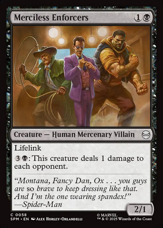 Merciless Enforcers – Common Magic: The Gathering card from Marvel's Spider-Man (#58)