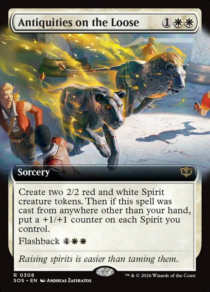 Antiquities on the Loose – Rare Magic: The Gathering card from Secrets of Strixhaven (#308)