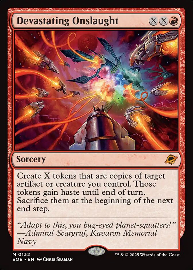 Devastating Onslaught – Mythic Magic: The Gathering card from Edge of Eternities (#132)