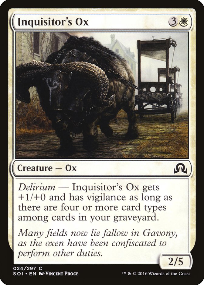 Inquisitor's Ox – Common Magic: The Gathering card from Shadows over Innistrad (#24)