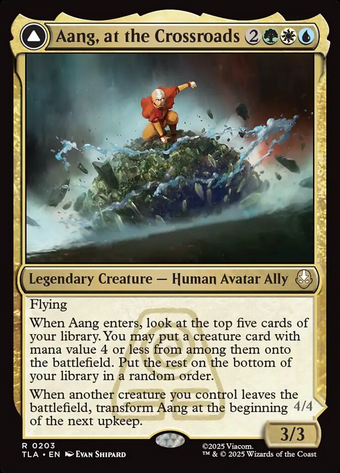 Aang, at the Crossroads // Aang, Destined Savior – Rare Magic: The Gathering card from Avatar: The Last Airbender (#203)