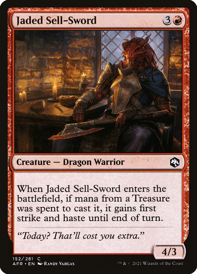 Jaded Sell-Sword – Common Magic: The Gathering card from Adventures in the Forgotten Realms (#152)